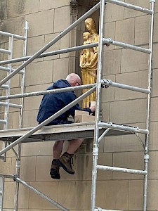 Re-gilding our Lancashire Madonna Statue