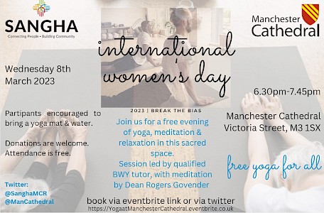 Free Yoga, Meditation and Relaxation as Manchester Cathedral mark International Women's Day 2023