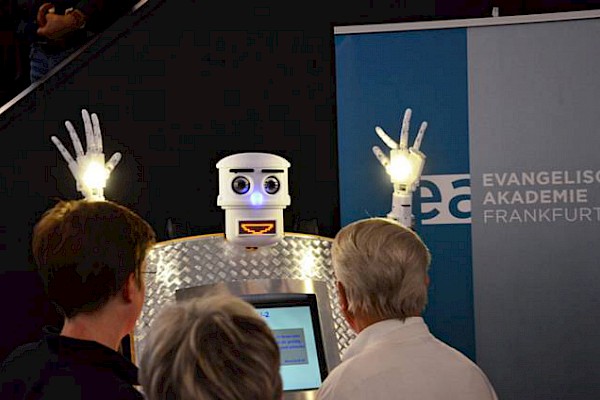 BlessU-2 robot comes to Manchester Cathedral and the Museum of Science and Industry on a weekend visit from Germany
