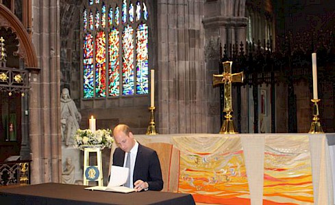 The Duke of Cambridge visits Manchester Cathedral