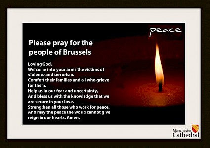 A special prayer station has been set up in Manchester Cathedral to remember the people of Brussels