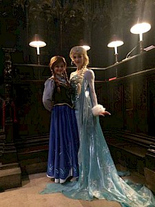 Elsa and Anna warm up the Frozen crowd at Manchester Cathedral this Saturday