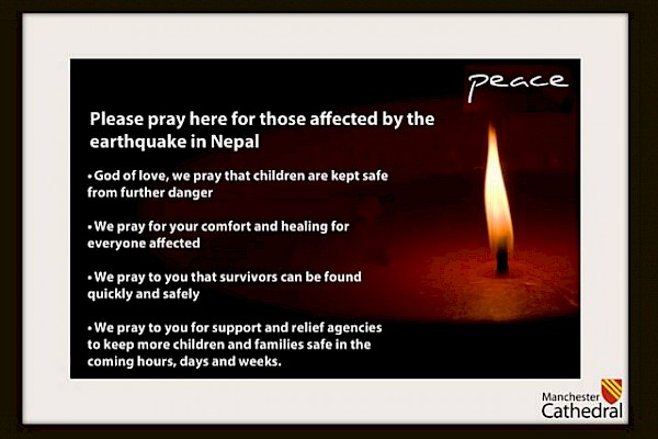 A special prayer station has been set up in Manchester Cathedral to remember those affected by the earthquake in Nepal