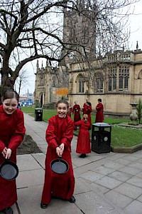 Manchester Cathedral Choristers flip pancakes to celebrate Shrove Tuesday