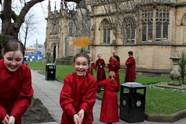 Manchester Cathedral Choristers flip pancakes to celebrate Shrove Tuesday